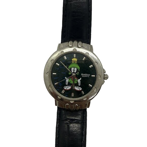 Marvin The Martian Armitron Watch Looney Tunes Warner Bros 1994 2200/140 Black - Picture 1 of 7